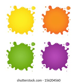 Set Of Color Blots, With Gradient Mesh, Vector Illustration