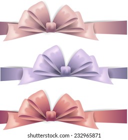 Set of color bows isolated on white