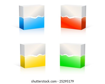 set of color box partially wrapped in paper
