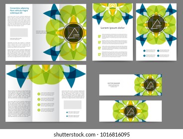 Set of color brochure template with abstract floral background