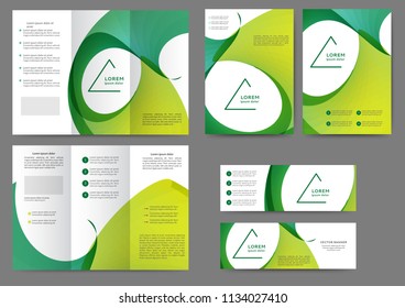 Set of color brochure template with abstract lines and waves