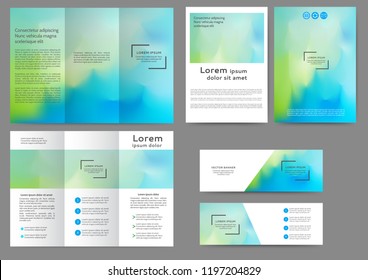 Set of color brochure template with abstract blurred background