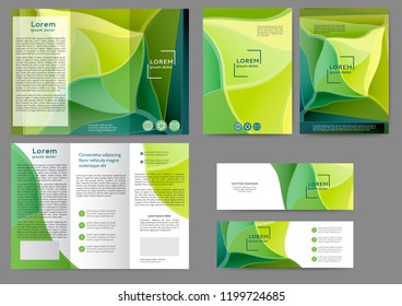 Set of color brochure template with abstract lines and waves