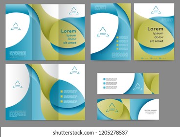 Set of color brochure template with abstract lines and waves