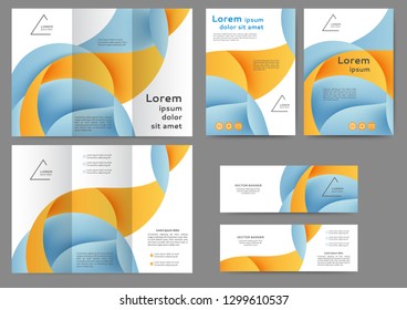 Set of color brochure template with abstract lines and waves