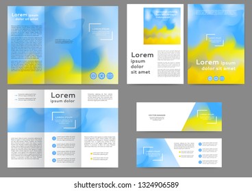 Set of color brochure template with abstract lines and waves