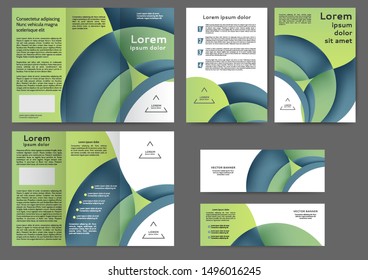 Set of color brochure template with abstract lines and waves