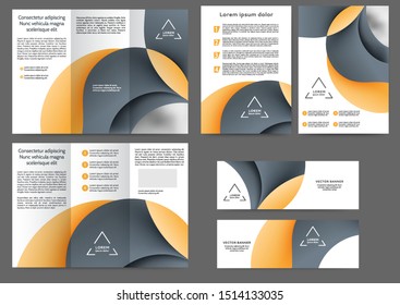 Set of color brochure template with abstract lines and waves