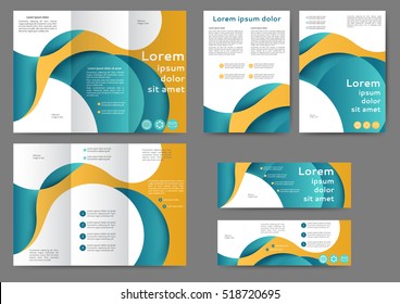 Set Of Color Brochure Template With Abstract Lines And Waves