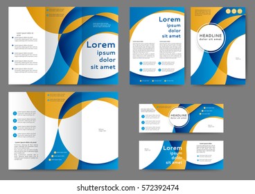 Set of color brochure template with abstract lines and waves