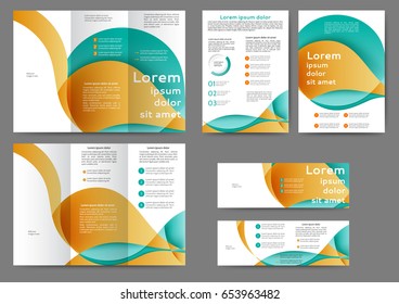 Set of color brochure template with abstract lines and waves for your business