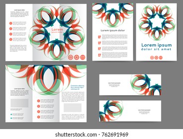Set of color brochure template with abstract floral background