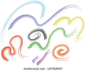Set of color brushes in vector. They are water colors or tempera.