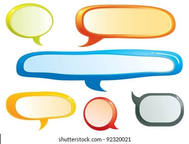 Set of color bubbles.Set of colorful vector speech bubbles with realistic shading. Each element is grouped separately for easy editing.Mesh use on bubbles and simple gradient