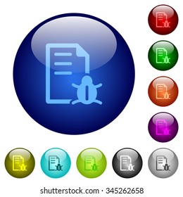 Set of color bug report glass web buttons. Arranged layer structure.