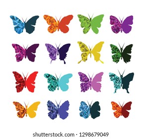 Set of color butterfly vector icons