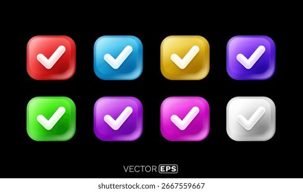 Establecer el Botón de color bien, apruebe el ícono de Botón. Ilustración vectorial