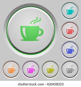 Set of color cappuccino sunk push buttons.