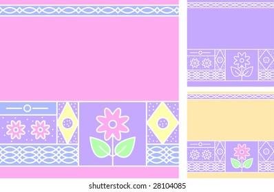 set of color card with flower vector