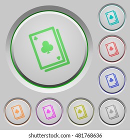 Set of color card game sunk push buttons.