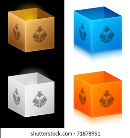 Set of color cardboard boxes