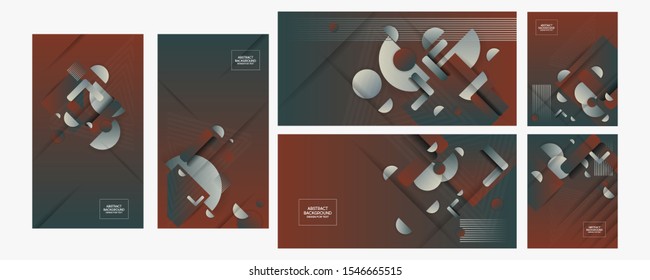 Set color cards background design futuristic design posters geometric