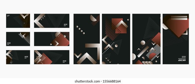 Set color cards background design futuristic design posters geometric
