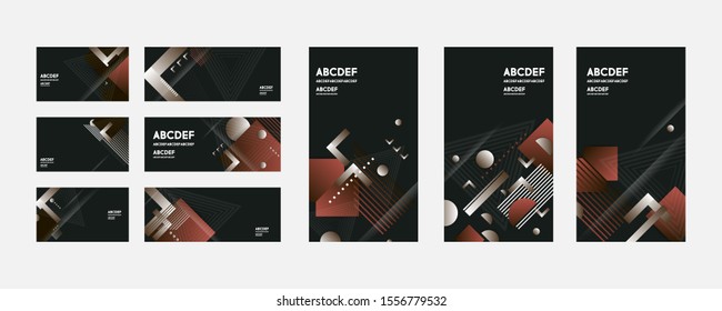 Set color cards background design futuristic design posters geometric