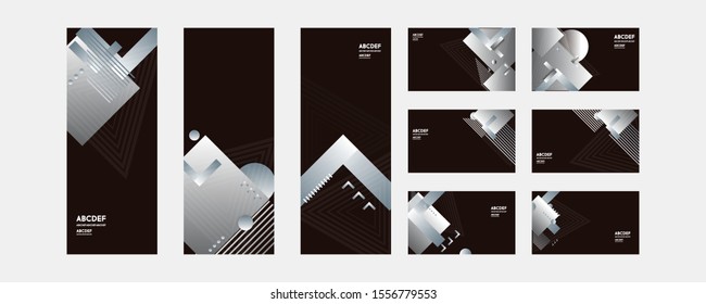Set color cards background design futuristic design posters geometric
