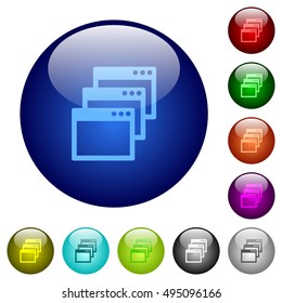 Set of color Cascade window view mode glass web buttons.