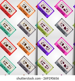 Set of color cassettes vector patterns