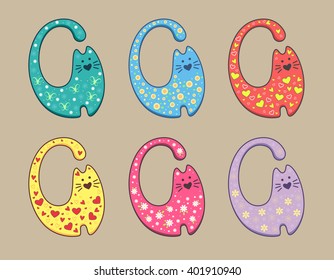 Set of color cats. Vector elements 