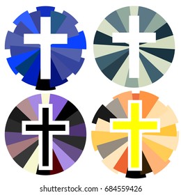 Set of color christian cross. Faith and religion. Vector illustration