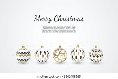 Set of Color Christmas balls on white background, illustration