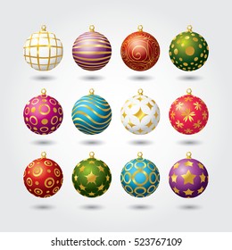 Set of color Christmas balls. Vector illustration.