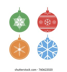 Set of color Christmas balls. Vector illustration. Christmas decoration, isolated on white background
