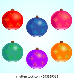 Set of color, Christmas and New Year balls
