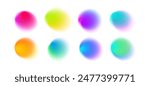 Set color circle gradient noise gradation. Abstract colorful watercolor blur mesh shape on white background. Gradient aura, grain neon blob with noise effect vector illustration.