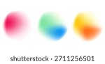 Set color circle gradient noise gradation. Abstract colorful watercolor blur mesh on isolated transparent background. Circle shape png.