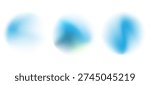 Set color circle gradient noise gradation. Abstract colorful watercolor blur mesh on isolated transparent background. Circle shape png.