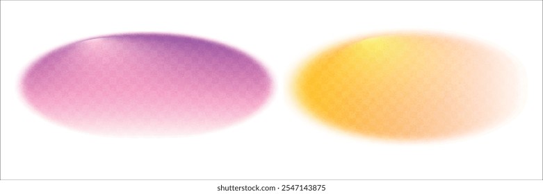 Set color circle gradient noise gradation. Abstract colorful watercolor blur mesh on isolated transparent background. Circle shape png.