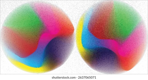 Set color circle gradient noise gradation. Abstract colorful watercolor blur mesh shape on white background. Gradient aura, grain neon blob with noise effect vector illustration.