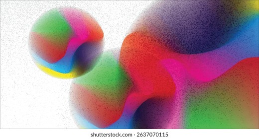 Set color circle gradient noise gradation. Abstract colorful watercolor blur mesh shape on white background. Gradient aura, grain neon blob with noise effect vector illustration.