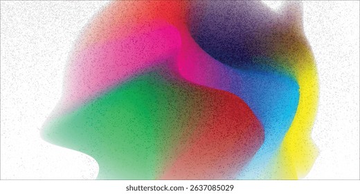 Set color circle gradient noise gradation. Abstract colorful watercolor blur mesh shape on white background. Gradient aura, grain neon blob with noise effect vector illustration.