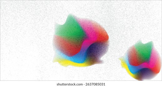 Set color circle gradient noise gradation. Abstract colorful watercolor blur mesh shape on white background. Gradient aura, grain neon blob with noise effect vector illustration.