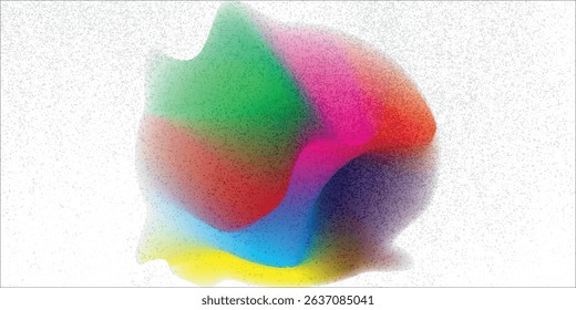 Set color circle gradient noise gradation. Abstract colorful watercolor blur mesh shape on white background. Gradient aura, grain neon blob with noise effect vector illustration.