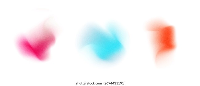 Set color circle gradient noise gradation. Abstract colorful watercolor blur mesh on isolated transparent background