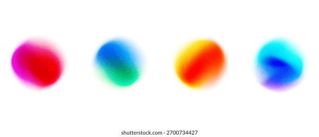 Definir a gradação de ruído de gradiente do círculo de cores. Abstrato colorido aquarela borrar malha em fundo transparente isolado