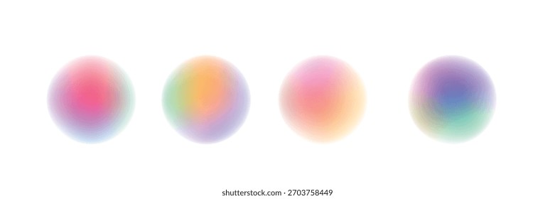 Establezca la gradación del ruido del gradiente del círculo de color. Abstractas forma de malla de desenfoque de acuarela colorida sobre fondo blanco. Aura de gradiente, grano de neón con efecto de Ilustración vectorial de ruido.
