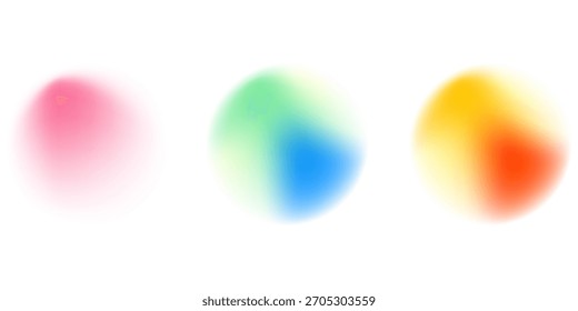 Establezca la gradación del ruido del gradiente del círculo de color. Abstractas malla de desenfoque de acuarela colorida sobre fondo transparente aislado. Forma de círculo png.